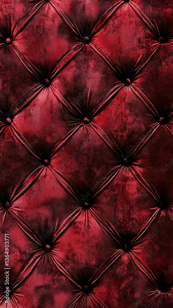 Fototapeta premium Rich red velvet tufted surface in luxurious diamond pattern, perfect for phone wallpapers with opulent style.