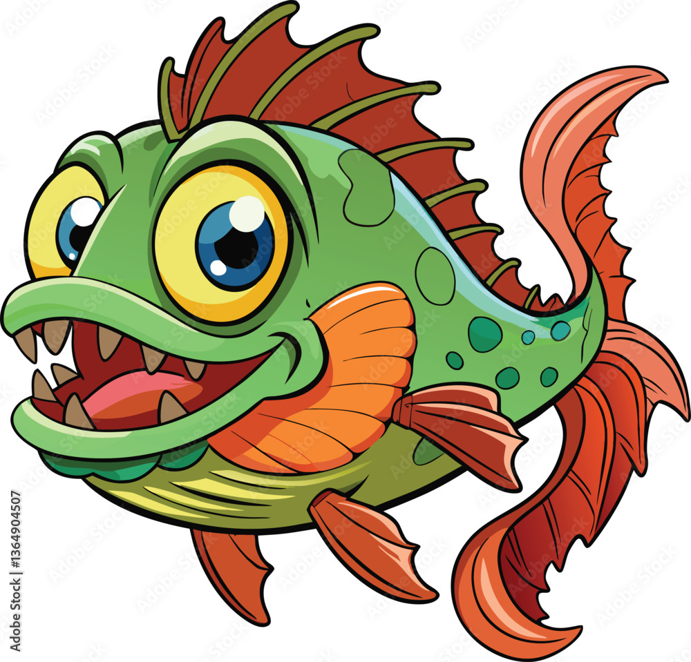 Fototapeta premium Cartoon monster fish VECTOR
