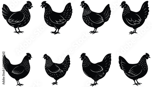Brooding Hen Vector Shilhouette Bundle Set Collection