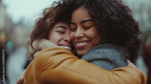 Self care concept with woman and couple hug herself in frame of heart shape. Flat vector illustration set of happy young people embrace themselves, love and accept. Mental psychological health.