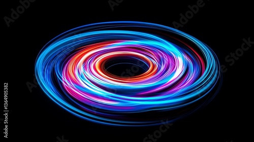Abstract Light Painting Swirl on Black Background with Vibrant Colors