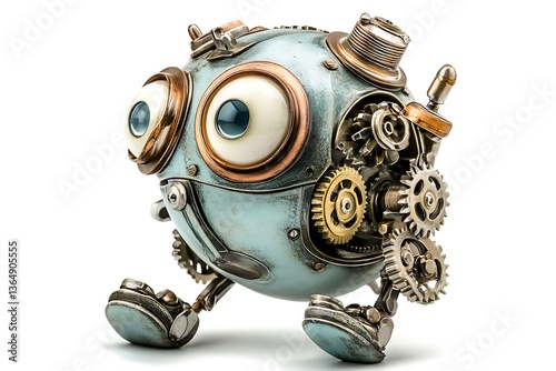 3D Vintage Wind-Up Toy Robot with Exposed Gears.