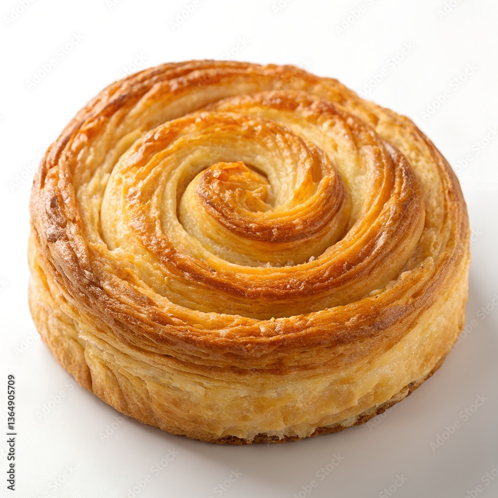 Fototapeta premium Flaky Swirl Pastry with Golden Brown Glaze, a delicious swirl pastry, golden-brown and perfectly baked with a flaky texture, offering a sweet and buttery treat for any occasion