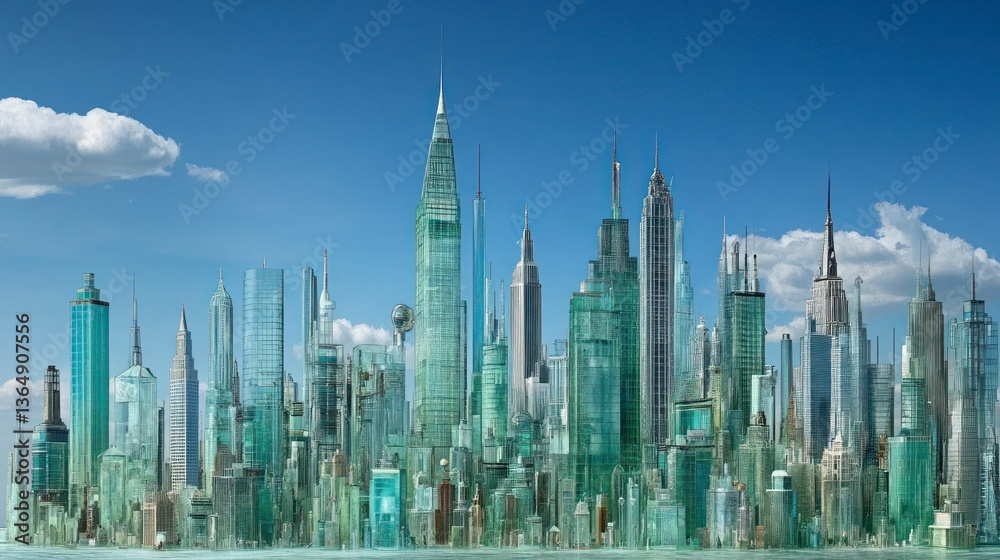 Fototapeta premium Futuristic City Skyline Panorama