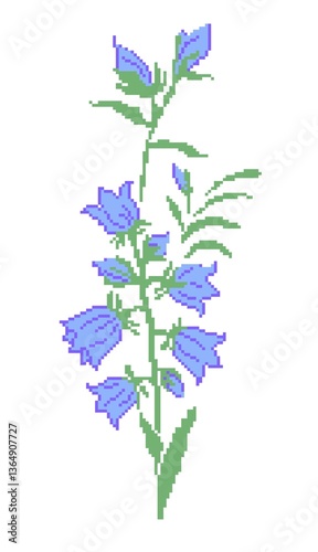 pixel art.flowers bells, pattern for knitting, embroidery and children's creativity
