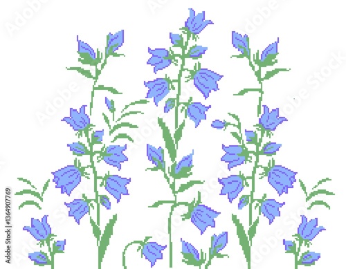 flowers bells, pattern for knitting, embroidery and children's creativity