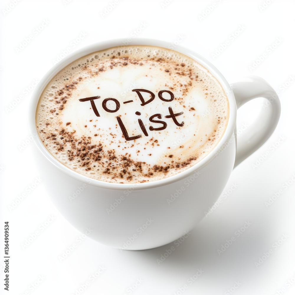Fototapeta premium coffee cup with to do list written in foam