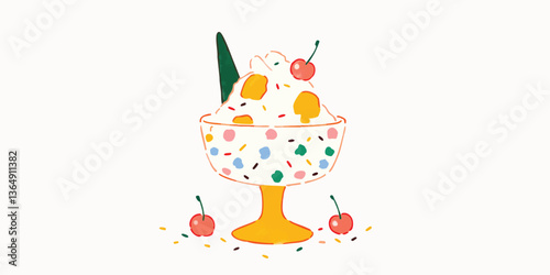 A vibrant illustration of a delicious dessert. It captures the refreshing quality and the inviting nature of the dish, evoking feelings of sweetness and pleasure.