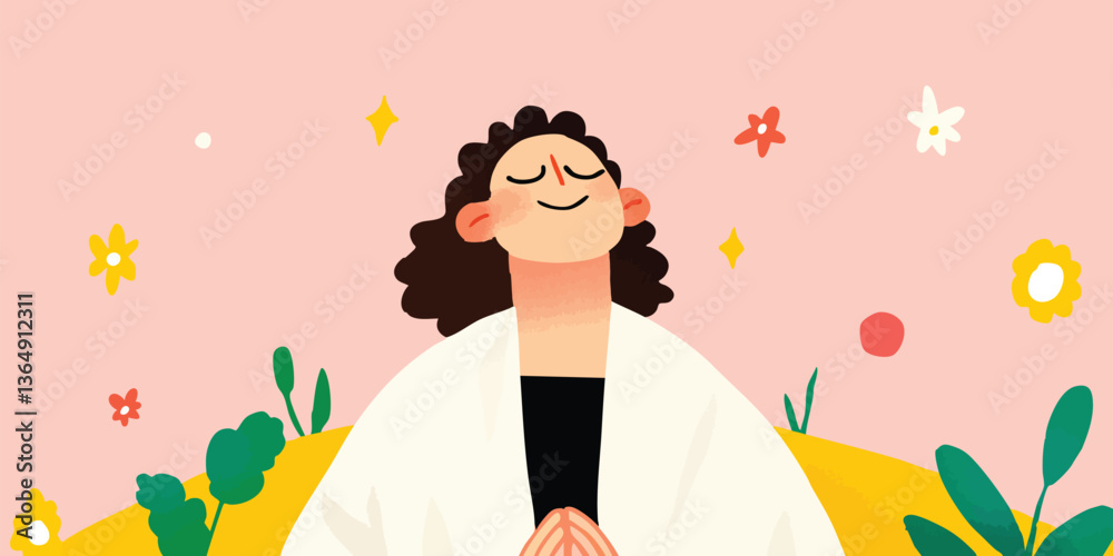 A person sits in a peaceful state of mind, basking in meditation. Surrounded by nature's beauty. Capturing a serene moment of inner peace and mindfulness. A person sits in a peaceful state of mind, basking in meditation. Surrounded by nature's beauty. Capturing a serene moment of inner peace and mindfulness.