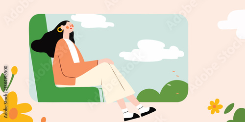 A stylish woman reclines co...