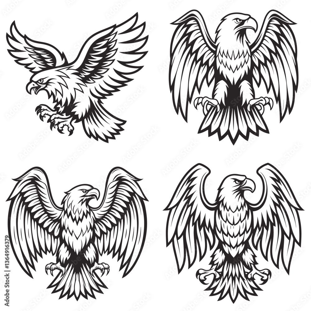 Fototapeta premium 4 set cute line art Monkey vector