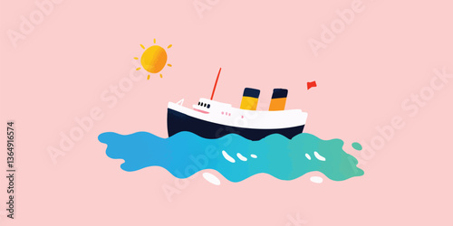 An illustrated ship on the ...