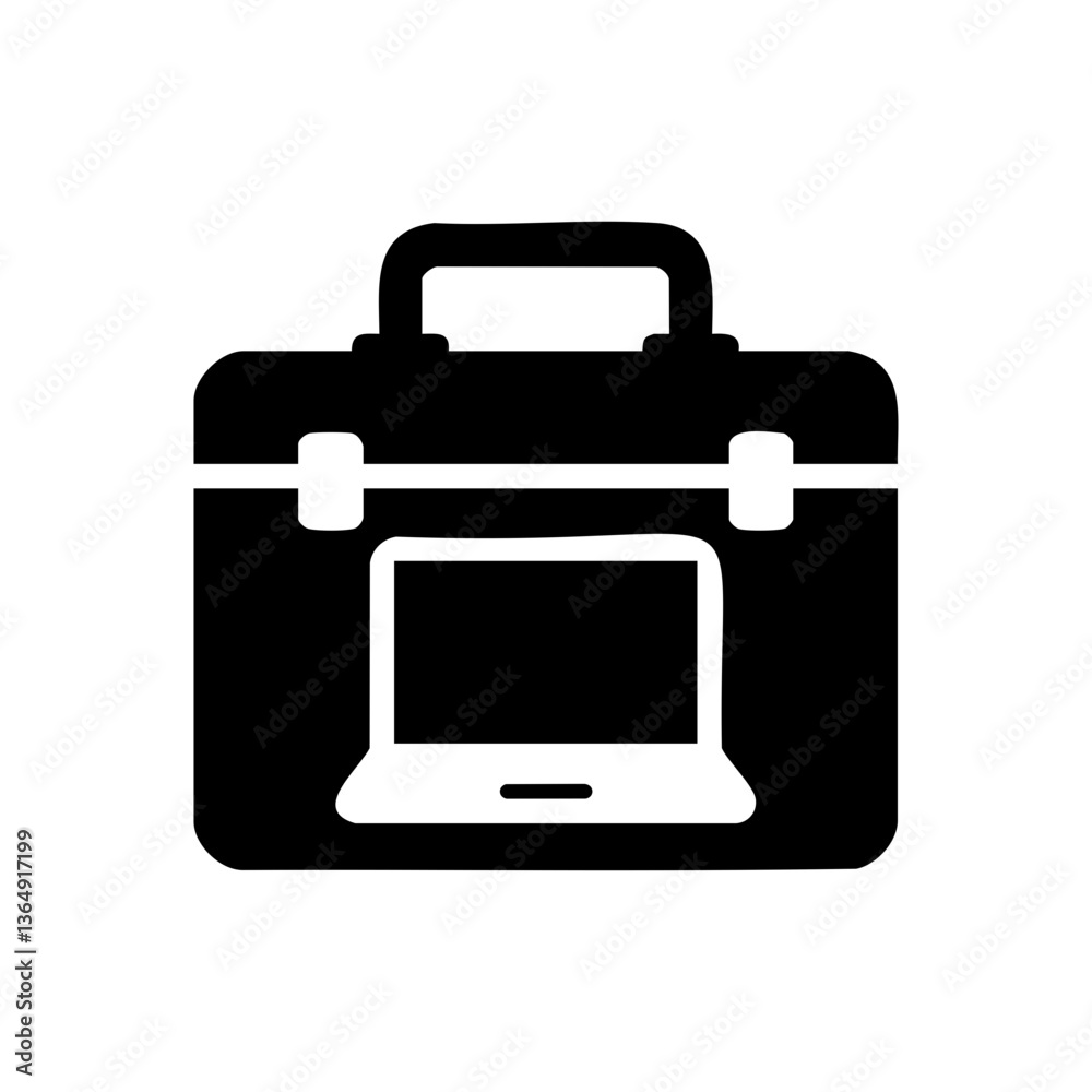 Laptop briefcase icon for digital work tools Laptop briefcase icon for digital work tools