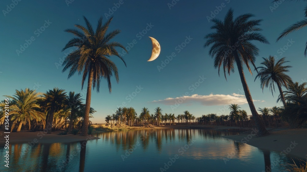Desert Oasis Moonlit Calm Desert Oasis Moonlit Calm