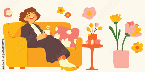A joyful woman basks in the...