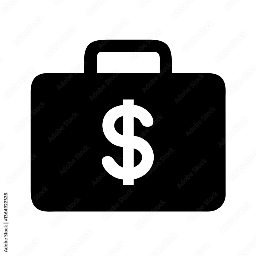Vector icon, symbol, suitcase sign with dollar sign on transparent background symbolizing finance, business and money management Vector icon, symbol, suitcase sign with dollar sign on transparent background symbolizing finance, business and money management