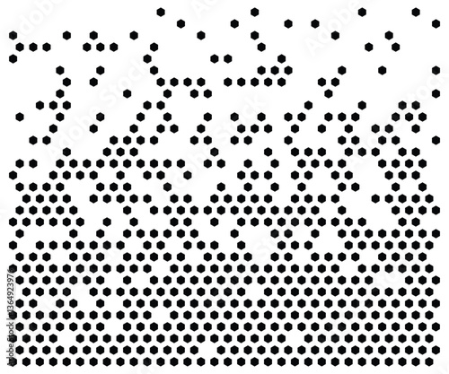 Halftone Noise Stipple of hexagon pattern background. Abstract grain gradient technology texture background with dots. 