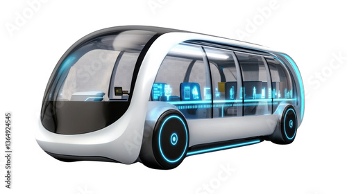 Futuristic Bus in Motion: A sleek and modern futuristic bus showcases innovative design and eco-friendly features, signifying the future of urban transportation.