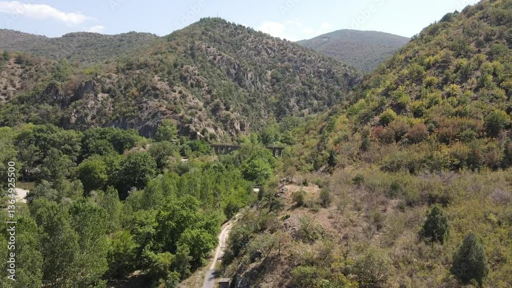 Aerial view of Struma River passing through the Kresna Gorge, Bulgaria Aerial view of Struma River passing through the Kresna Gorge, Bulgaria