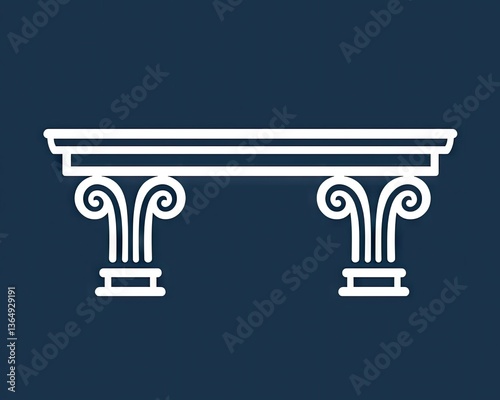 Elegant rectangular table supported by two ionic columns