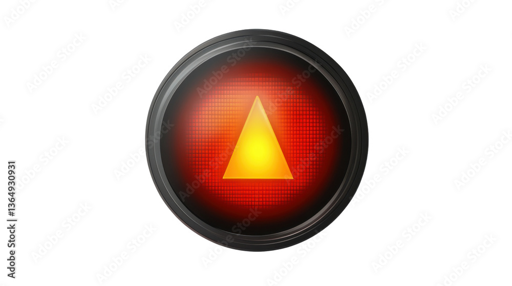 Illuminated Beacon: A vibrant, glowing triangular shape shines from within a circular frame, embodying the concepts of direction, guidance, and technological innovation. Illuminated Beacon: A vibrant, glowing triangular shape shines from within a circular frame, embodying the concepts of direction, guidance, and technological innovation.