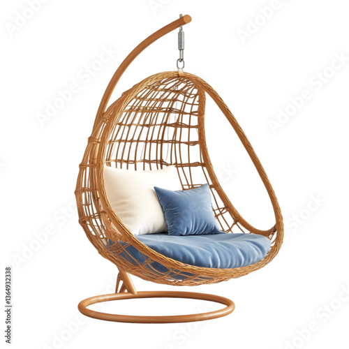 Wicker Hanging Egg Chair on white background