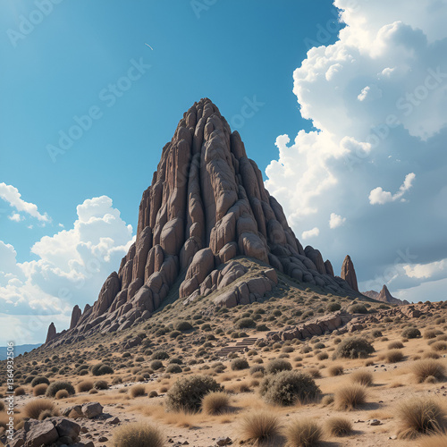 The Minya Konka under the blue sky and white clouds