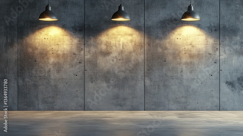 Empty modern industrial space with lighting