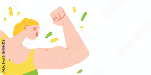 A dynamic illustration features a powerful individual flexing their arm, conveying a sense of strength and accomplishment. This minimalist graphic captures the essence of fitness.
