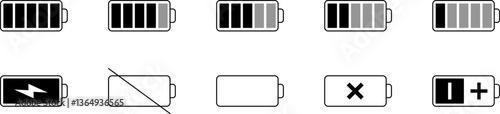 Battery life icon set, battery charge indicator. Battery charge level indicator. Charge battery Icon Set. Battery Charging And Power Level Symbol Collection. Isolated Vector Illustration