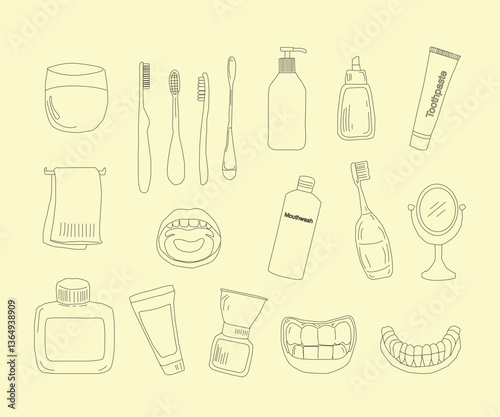 Dental tools. Dental care. Seamless Pattern with Dental Icons. Vector set of design templates and elements for Dental. Seamless patterns with linear icons related to Dental.