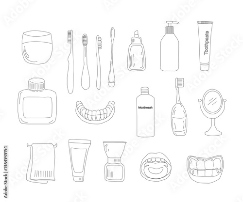 Dental tools. Dental care. Seamless Pattern with Dental Icons. Vector set of design templates and elements for Dental. Seamless patterns with linear icons related to Dental.