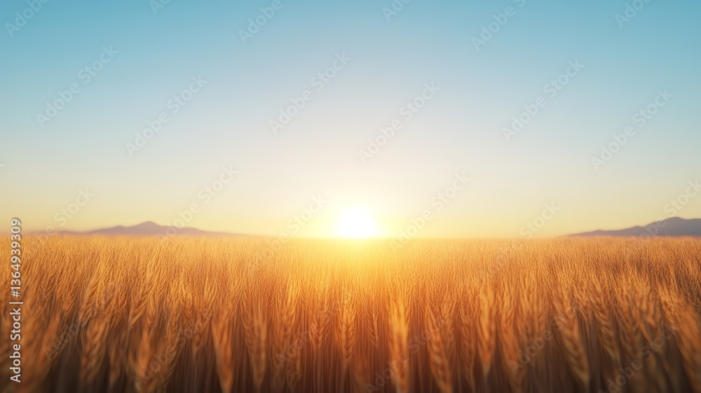 Golden Wheat Field at Sunrise with Warm Sunlight and Soft Sky in a Peaceful Rural Landscape Golden Wheat Field at Sunrise with Warm Sunlight and Soft Sky in a Peaceful Rural Landscape