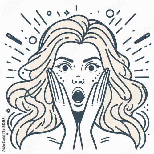 Astonishment: A graphic representation of a woman experiencing shock, emphasizing facial expressions and elements that amplify emotions