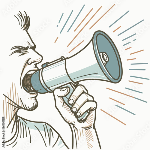 Megaphone Message: A striking image of a person shouting into a megaphone, conveying a sense of announcement, and public speaking.