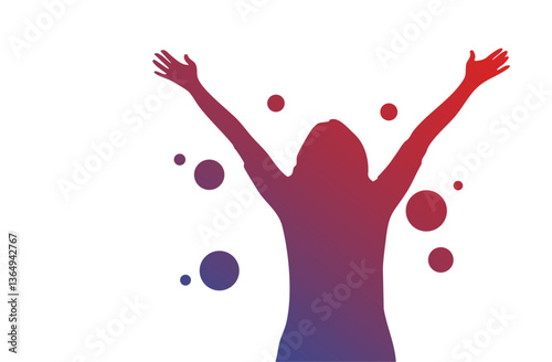 silhouette, sagoma, donna, ragazza, felice, allegria, felicità, braccia aperte, 