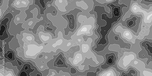 Abstract modern difficult soft black and white topographic wavy stylized map doted line contour topography terrain path concept stroke vector illustration topo background. 
