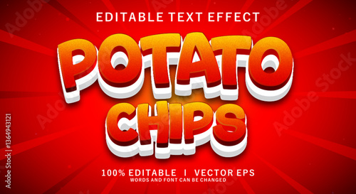  potato chips 3d vector text effect with modern style design