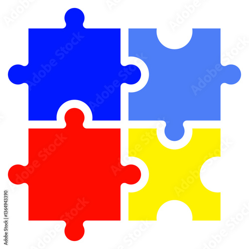 Padrão Colorido de Peças de Quebra-Cabeça – vetor para Conscientização do Autismo, Colorful Puzzle Pattern – Autism Support