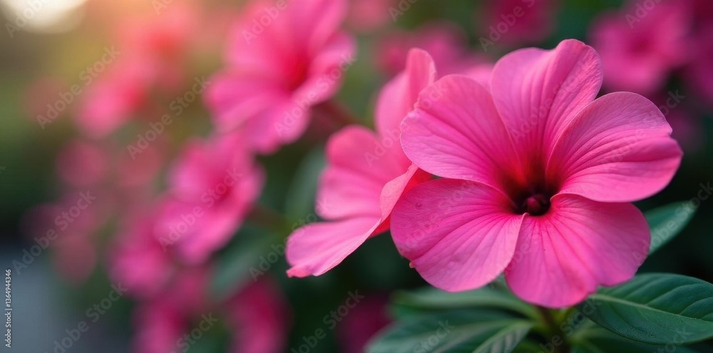 Close up of vibrant pink flowers, blurred background, bokeh, image Close up of vibrant pink flowers, blurred background, bokeh, image