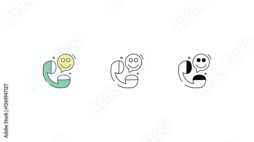 Prank Call icons set Line and Glyph black vector icon stock illustration