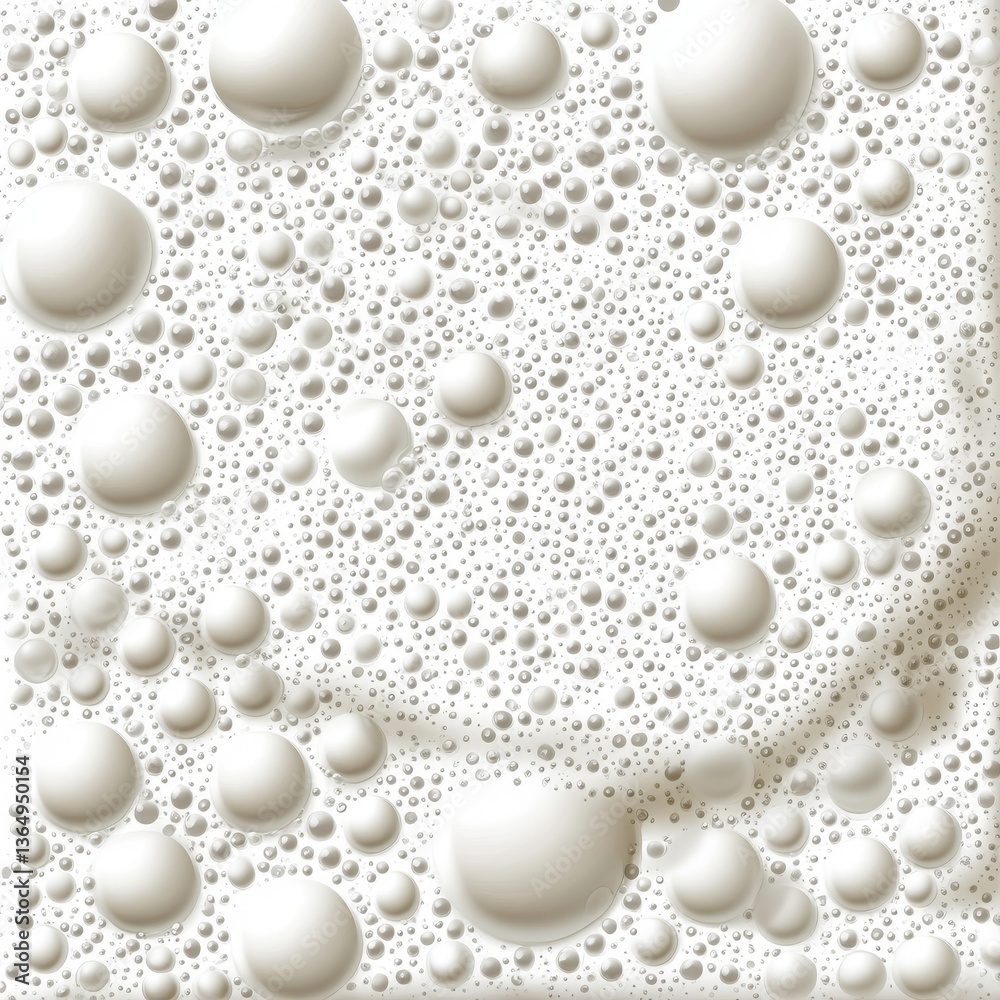 A close-up view of white foam bubbles on a clean surface, revealing diverse bubble sizes and shapes that produce a smooth, abstract texture A close-up view of white foam bubbles on a clean surface, revealing diverse bubble sizes and shapes that produce a smooth, abstract texture