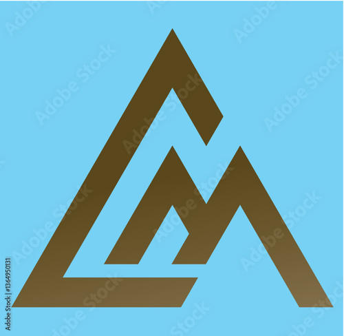 vector logo blue letter m green symbol triangle 