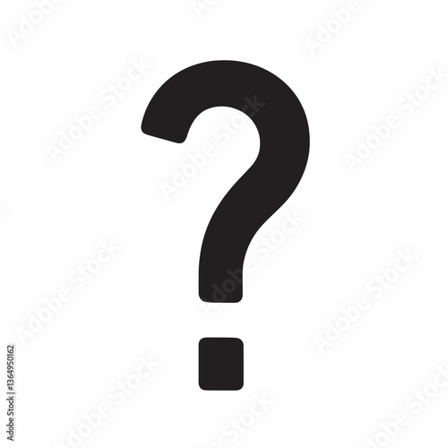 Minimalist Black and White Question Mark Icon in Flat Design