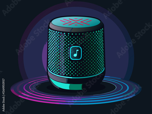 A modern Bluetooth speaker, placed on a matte black background