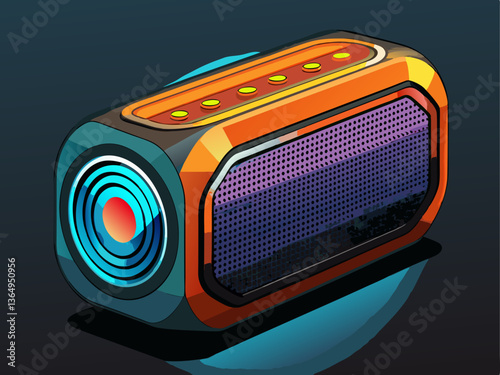 A modern Bluetooth speaker, placed on a matte black background
