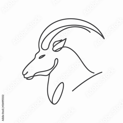 Minimalist One Line Goat Illustration Modern Animal Artwork in Simple Outline Style