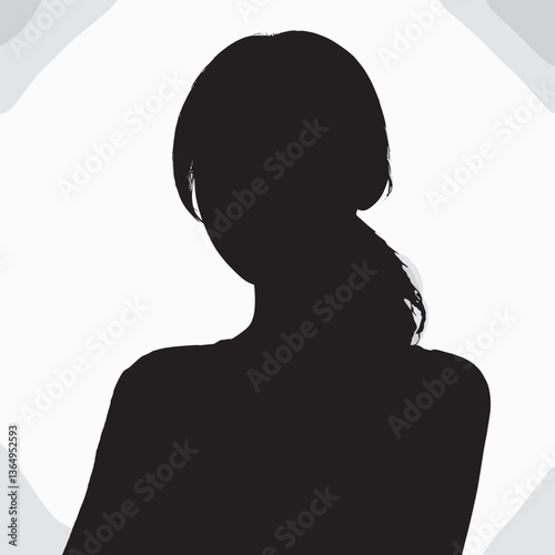 Silhouette of a Woman's Head in Monochrome Minimalist Flat Illustration