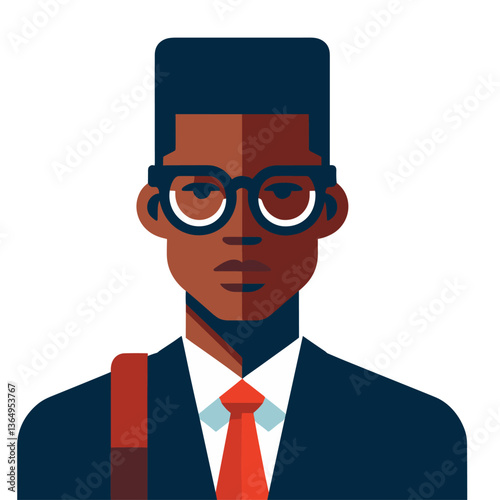 Modern Businessman Vector Illustration with Glasses and Suitcase