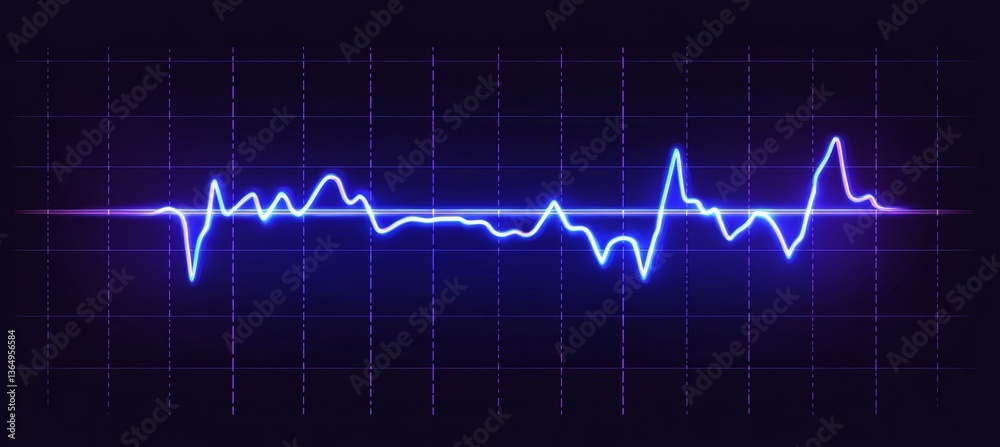 Bright Blue EKG Graph with Illuminated Line Effect, Flatlining on a Dark Grid Backdrop Bright Blue EKG Graph with Illuminated Line Effect, Flatlining on a Dark Grid Backdrop